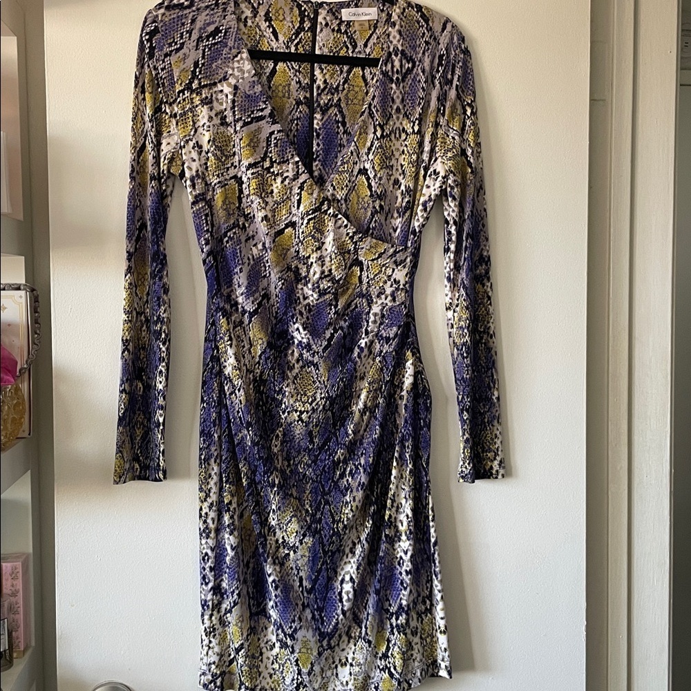 CALVIN KLEIN|Python print wrap dress|Size8|EUC